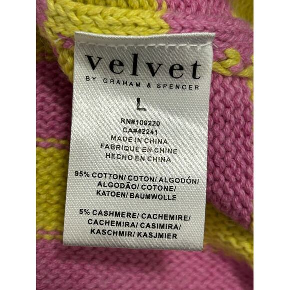Velvet By Graham & Spencer Womens Lex Rose/Lemon Striped Pullover Sweater Size L - Picture 6 of 10
